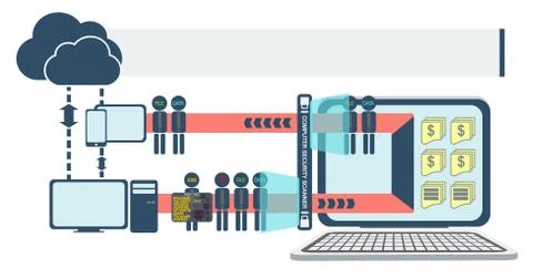 Computer and Network Security infographic vector イラスト素材