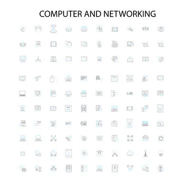 Computer and networking icons, signs, outline symbols, concept linear Illustrazione stock