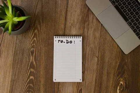 Computer and notebook desk ready to write to-do list Stock Photos