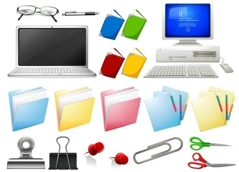 Computer and office objects Illustrazione stock