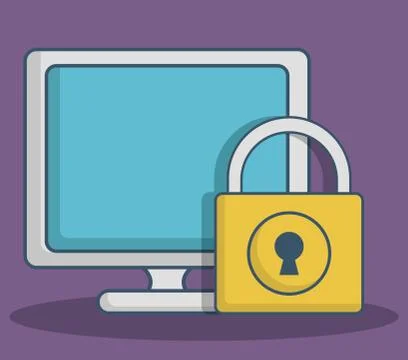 Computer and padlock icon Stock Illustration