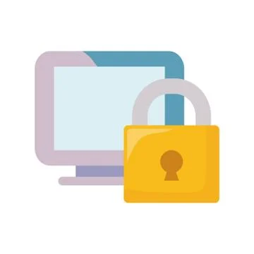 Computer and padlock security data Stock Illustration