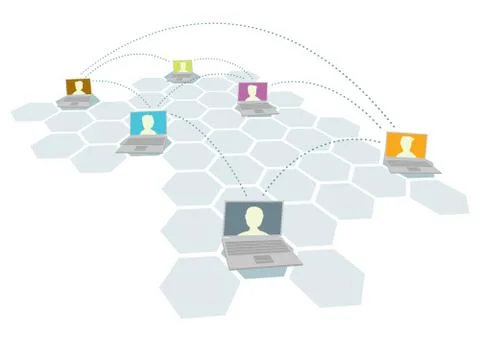 Computer and people network / multiple users Stock Illustration
