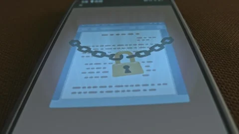 Computer and Personal Data Protection, graphic presentation on smartphone Vídeo Stock 303427118