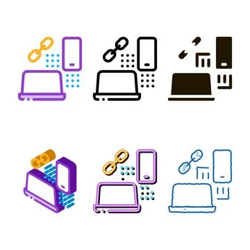 Computer and phone concepts connection icon vector outline 库存插图