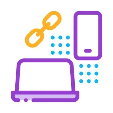 Computer and phone connection icon vector outline illustration Stockillustratie