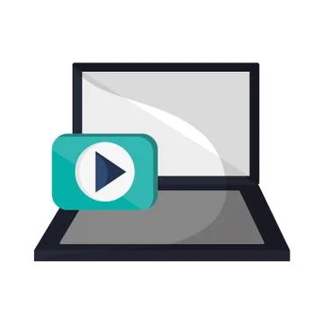 Computer and play button icon 스톡 일러스트