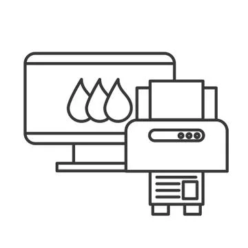 Computer and printer devices graphic design tool Stock Illustration