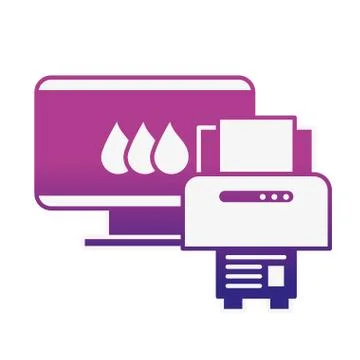 Computer and printer devices graphic design tool 库存插图