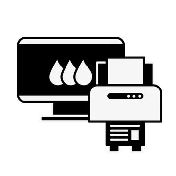 Computer and printer devices graphic design tool Stock Illustration