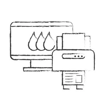 Computer and printer devices graphic design tool Stock Illustration