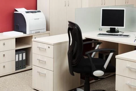 Computer and printer 스톡 사진
