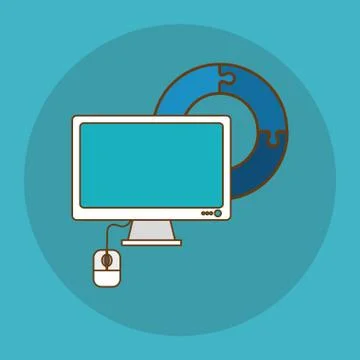 Computer and Puzzle icon design, Vector illustration 스톡 일러스트