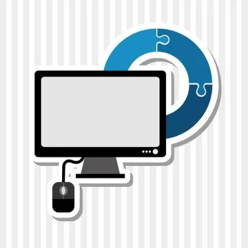Computer and Puzzle icon design, vector illustration イラスト素材
