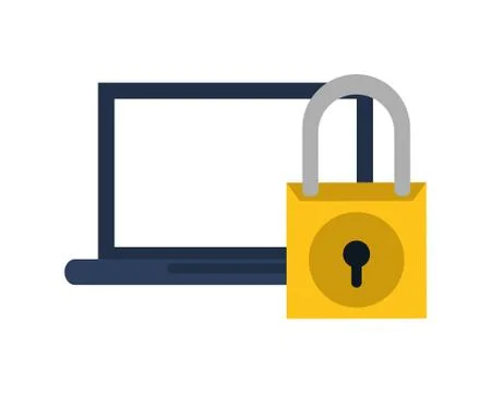 Computer and safety lock icon Stock Illustration