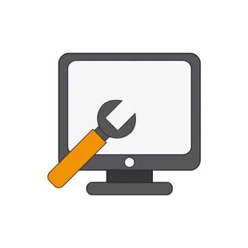 Computer and screwdriver icon Stock Illustration