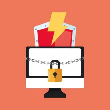 Computer and security system design Illustrazione stock