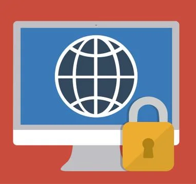 Computer and security system design Illustrazione stock