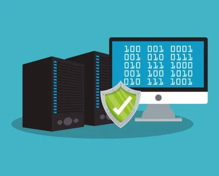 Computer and security system design Illustrazione stock