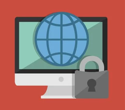 Computer and security system design Ilustración de archivo