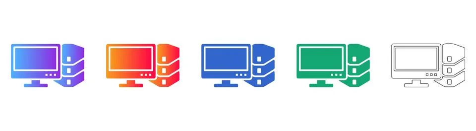 Computer and Server Network Icons Stock-Illustration