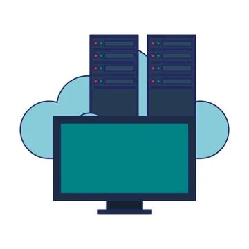 Computer and servers cloud computing 스톡 일러스트