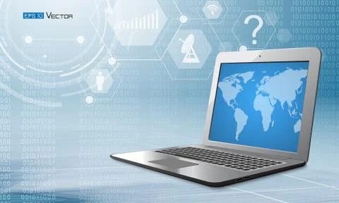 Computer and simbols Illustrazione stock