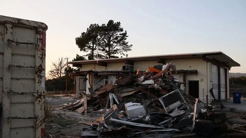 A computer, and a sink, in a pile of trash Stock Footage 95114674