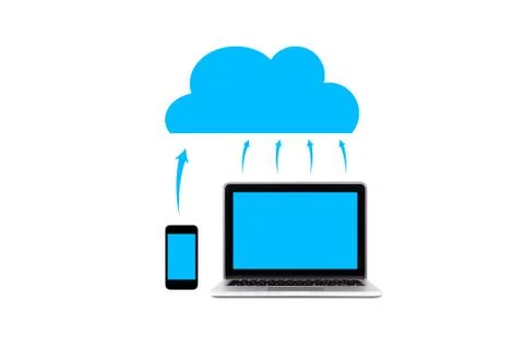 Computer and Smart Phone Cloud Computing System Stock Illustration