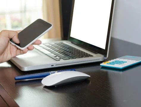Computer and smart phone Stock Photos