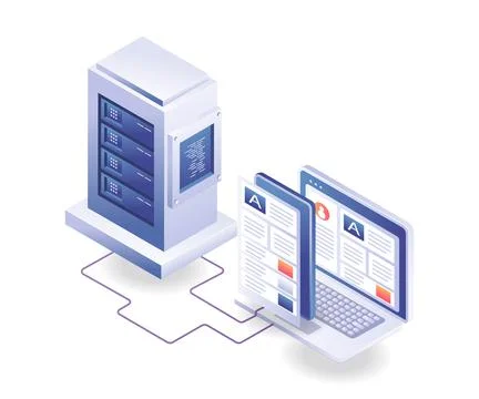 Computer and smartphone analyzer server Stock Illustration