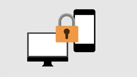 Computer and Smartphone Protected by Padlock Symbolizing Cybersecurity Stock Footage 339780023