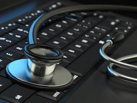 Computer and stethoscope Stock Illustration