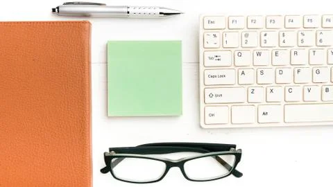 Computer and sticky note Stock Photos