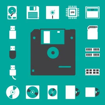 Computer and storage icons set. Stock Illustration