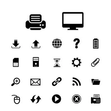 Computer and technology icon set Stock Illustration