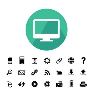 Computer and technology icon set Stock Illustration