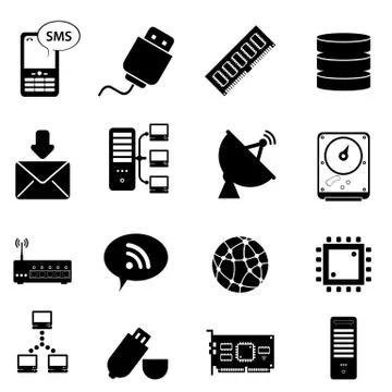 Computer and technology icons Stock Illustration