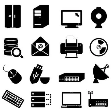 Computer and technology icons Stock Illustration