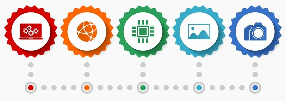 Computer and technology vector icons, mobility flat design web badges collect イラスト素材