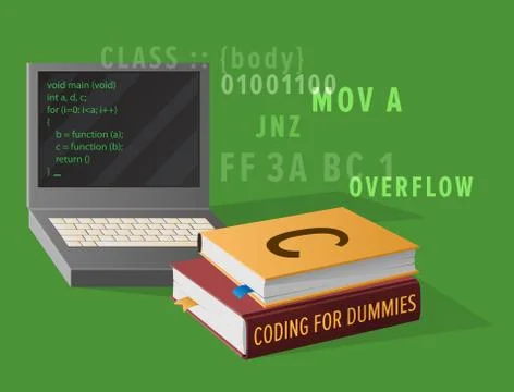 Computer and Textbooks for Informatics Studies Illustrazione stock