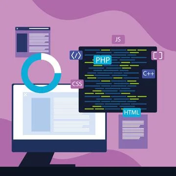 Computer and web development Stock Illustration