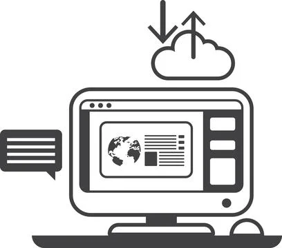 Computer and web page window illustration in minimal style Stockillustratie