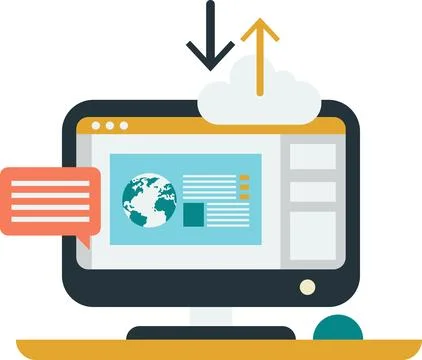 Computer and web page window illustration in minimal style Stock Illustration