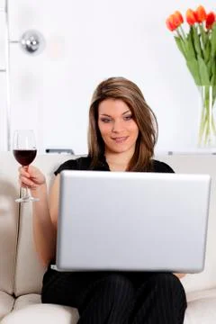 Computer and wine Stock Photos