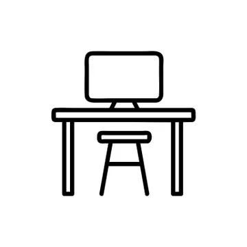 Computer and workplace icon vector. Isolated contour symbol illustration イラスト素材
