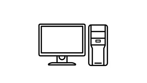 Computer animated icon displaying desktop computer hardware units Vídeo Stock 341941272