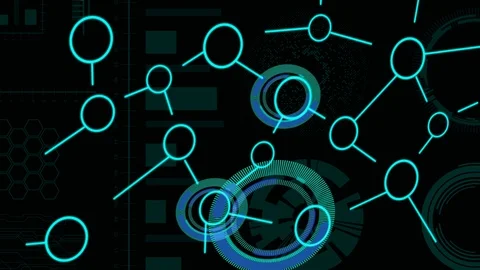 Computer animated technology with glow holographic HUD Stock Footage 126151821