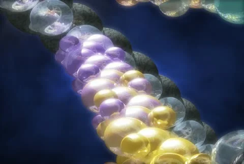 Computer animated video clip of a strand of dna as it rotates Video stock 11673890