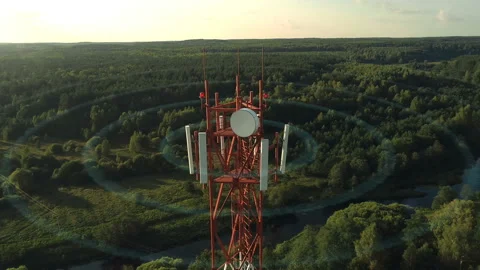 Computer animation of a 5g cellular networks waves Stock Footage 116273301